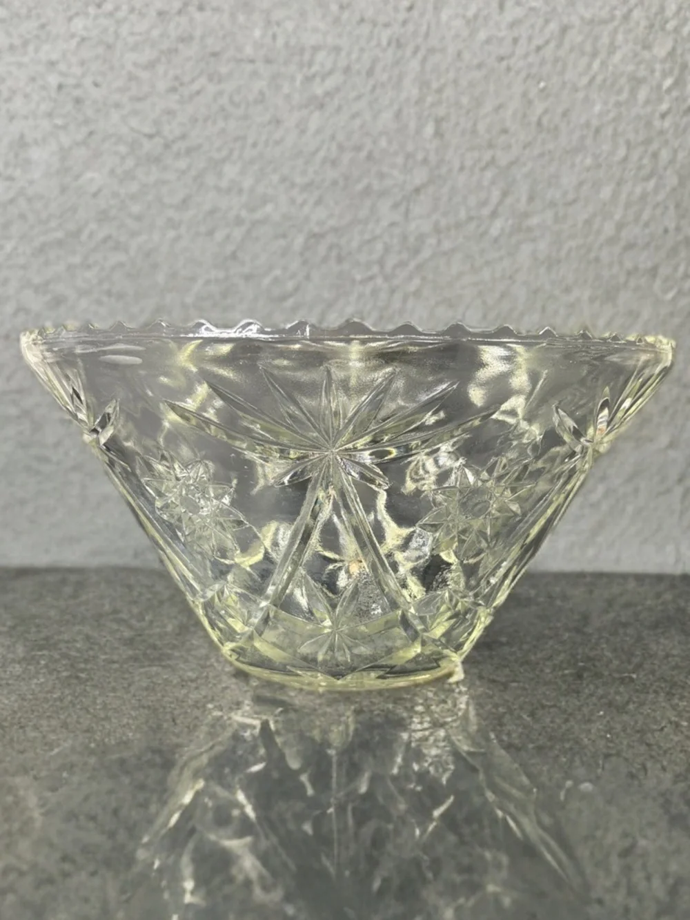 Vintage Anchor Hocking Early American Pre scut Star of David Punch Bowl.
